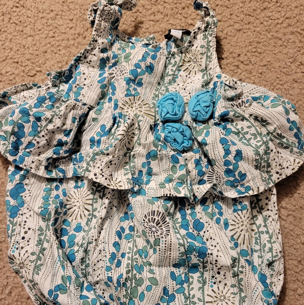 Boutique Rabbit Moon Boho print infant bubble romper. Size 3-6 months